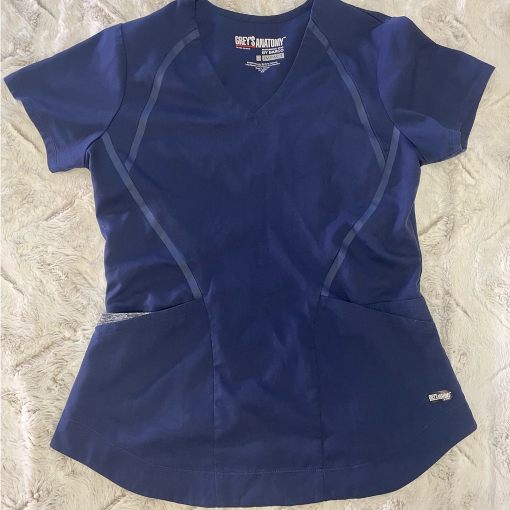 Greys anatomy barco navy scrub top